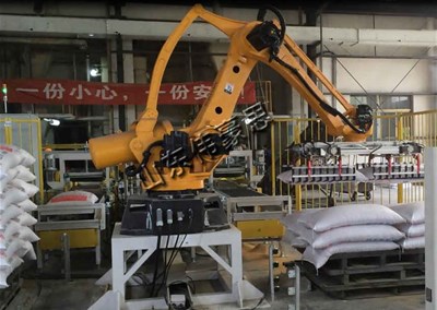 袋料全自动拆垛机械手工作现场