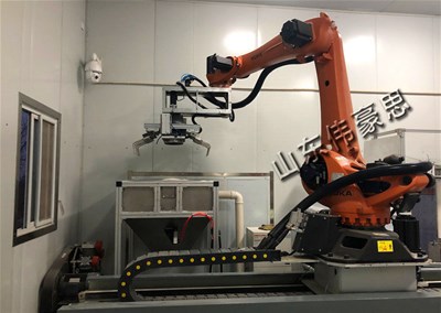 淀粉自动拆垛机 移动式拆垛机工作现场